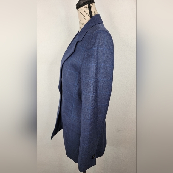 Escada Blazer Sz 36 Blue Gray 100% Cashmere Windowpane Tailored Jacket US 6 - Picture 2 of 6